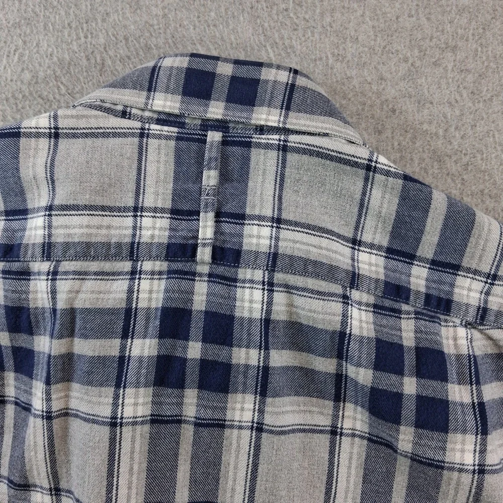 Banana Republic Flannel Shirt Mens Medium Blue Grey Plaid Long Sleeve Cotton